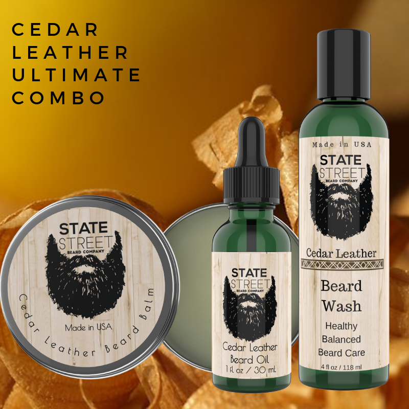 Cedar Leather Ultimate Beard Kit- Oil, Balm, Wash